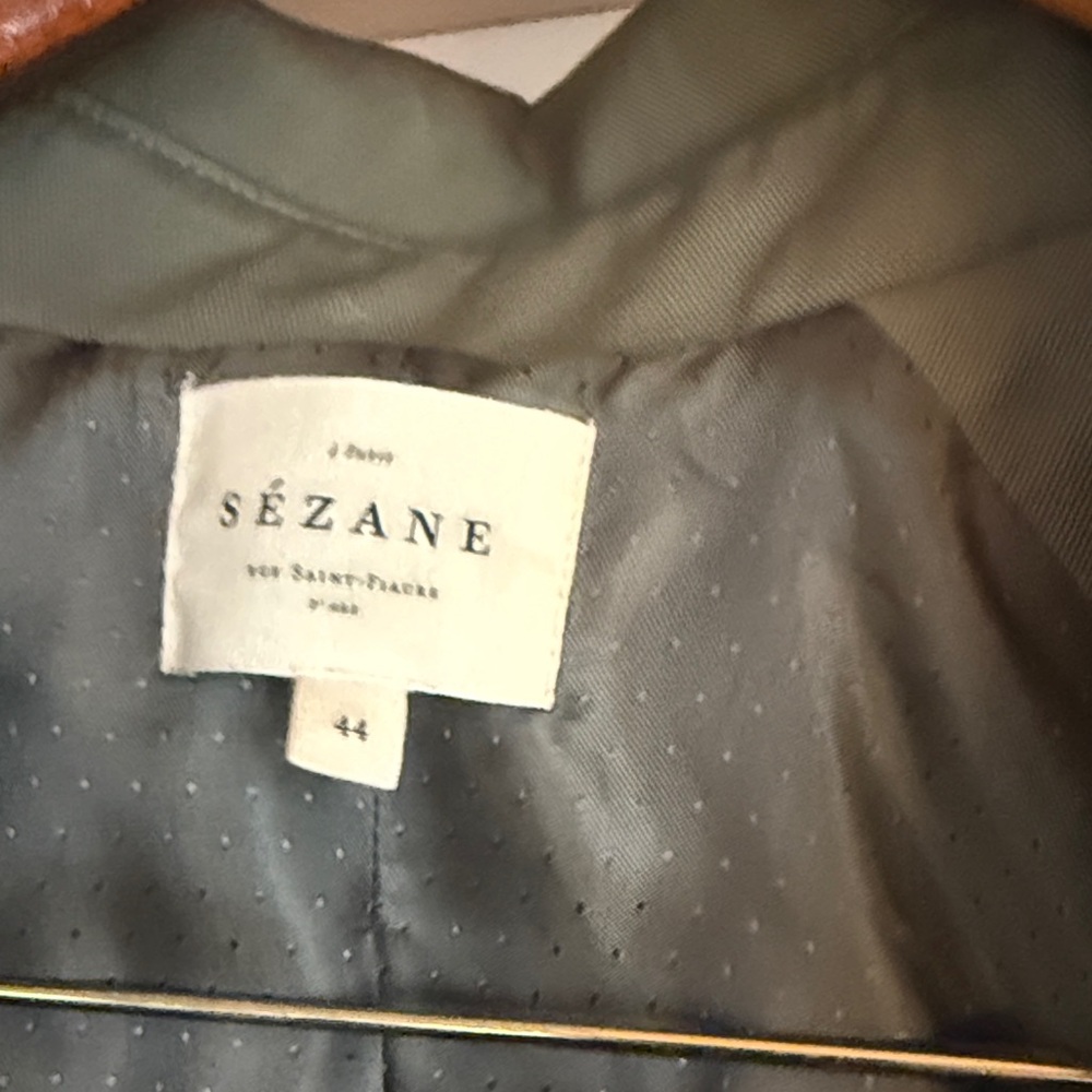 Sezane Scott Olive Trench Coat with Belt - Picture 6 of 8